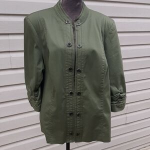 Dressbarn🍏MOSS GREEN Cotton Jacket with Button Accents Size 18/20